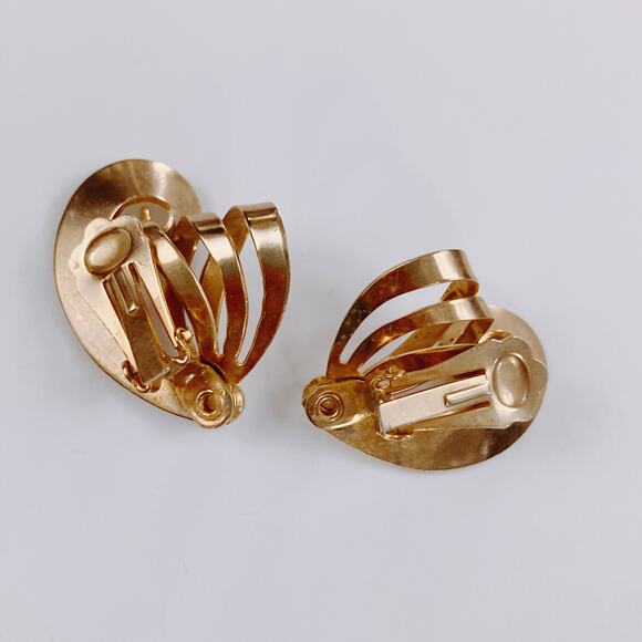 VTG 1980s Clip On Earrings Gold Tone White Enamel Pearl Retro Revival Sculptural - Picture 8 of 14